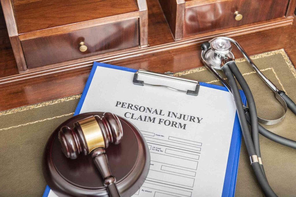 A personal injury claim form in California