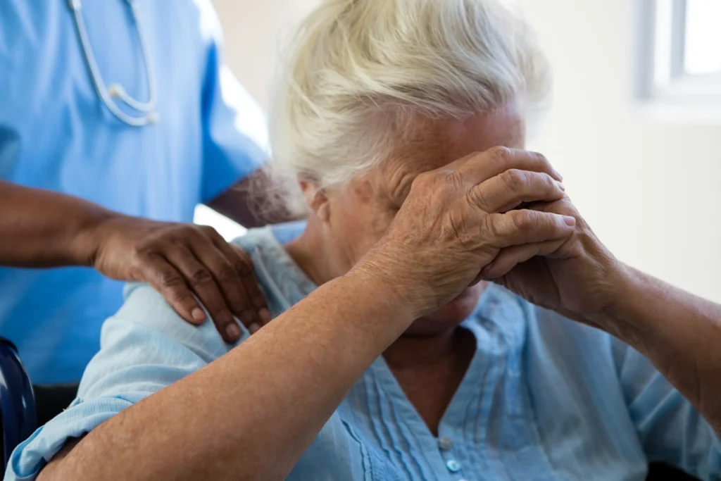 old woman being emotional
